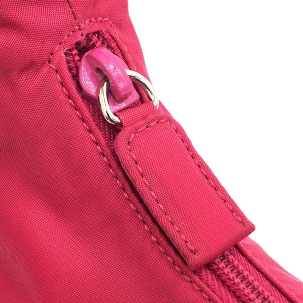 Prada Handbag Accessory Pouch Clutch Bag Hobo PEONIA Pink Tessuto Leather